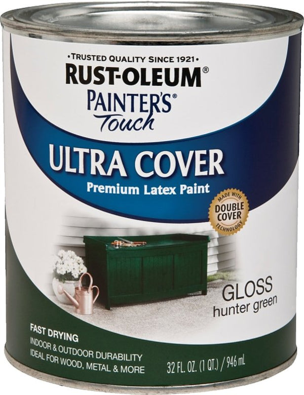 Rust-Oleum 1938502 Painter's Touch Latex Paint, Gloss Hunter Green, 1 Quarts (Pack of 1)