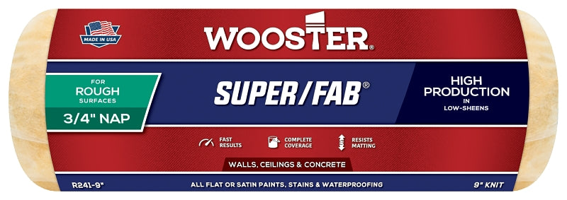 Wooster Brush R241-9 Super/Fab Roller Cover, 3/4-Inch Nap, 9-Inch