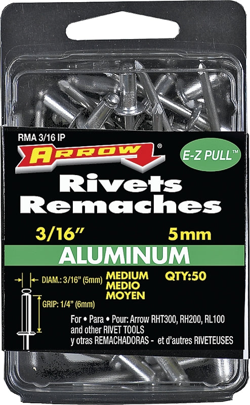 Arrow Fastener RMA3/16IP Medium Aluminum 3/16-Inch Rivets, 50-Pack