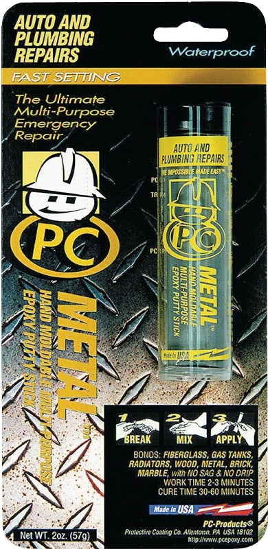 PC Products PC-Metal Epoxy Putty, 2 oz Stick, Dark Gray