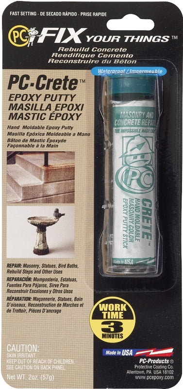 Protective Coating Products PC-Crete Epoxy Putty, 2oz Tube, Concrete Gray (25581)