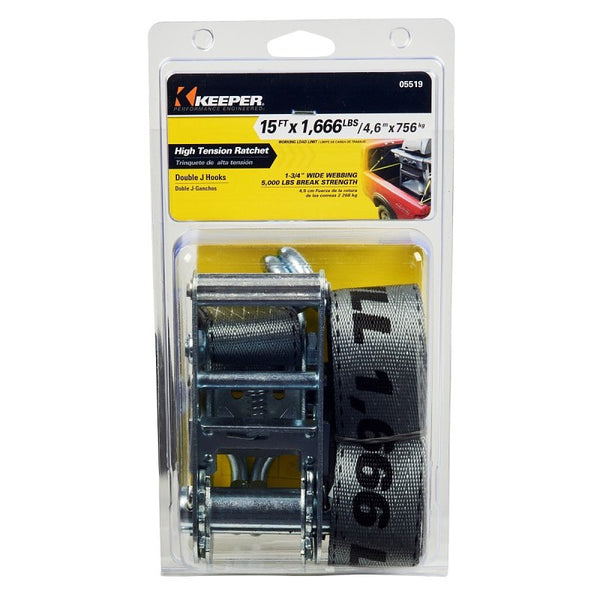 Keeper - 1" X 10' High Tension Ratchet Tie-Down With S Hooks, 2 Pack - 300 Lbs. Working Load Limit 05519