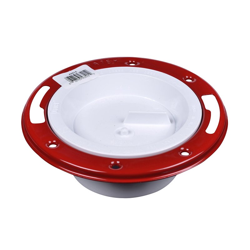 Oatey 43515 3 in. or 4 in. Level Fit White PVC Easy Tap Pull Tab Closet Flange with Metal Ring and Test Cap