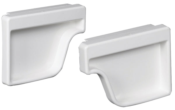 Amerimax Home Products Gutter End Cap, K-Style, Traditional, Vinyl, White, 2-Pc., 5-in. M0611
