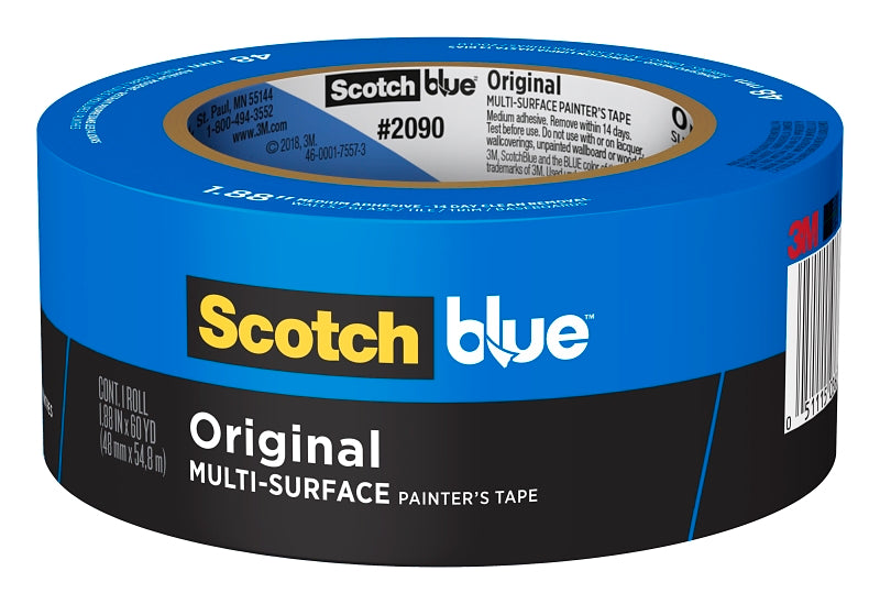 ScotchBlue Original Multi-Surface Painters Tape, 2 Inch Wide (1.88 in. x 60 Yds), 1 Roll Blue Paint Tape Protects Surfaces & Removes Easily, Masking Tape for Indoor and Outdoor Use (2090-48NC) 2090-48AP