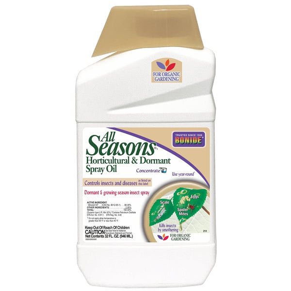 Bonide All Seasons Horticultural & Dormant Spray Oil, 32 oz Concentrate, Disease Prevention & Insect Killer for Organic Gardening 2116