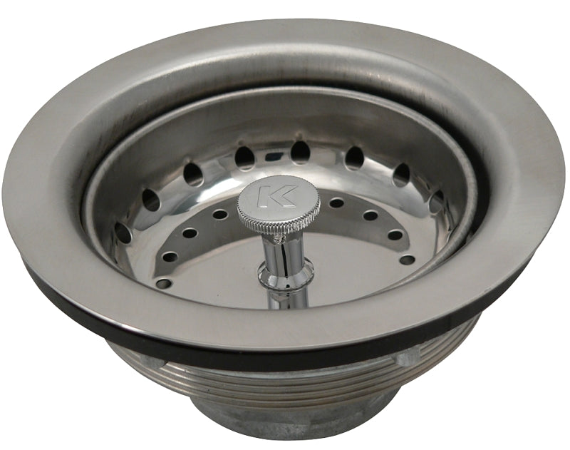 Keeney 1431SSTBX Stainless Steel Strainer with Fixed Post, Basket & 4" Tailpiece