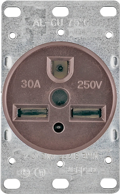EATON Wiring 1234 30-Amp 2-Pole, 3-Wire 250-Volts Heavy Duty Grade Flush Mount Power Receptacle, Brown 1234-BOX