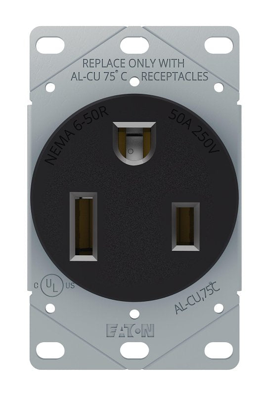 Eaton 1254 50-Amp 2-Pole 3-Wire 250-Volt Heavy Duty Grade Flush Mount Power Receptacle, Brown 1254-BOX