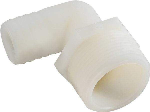Anderson Metals Corp Inc Nylon Hose Barb Elbow, 1/2 x 3/8-In. MPT 53720-0806