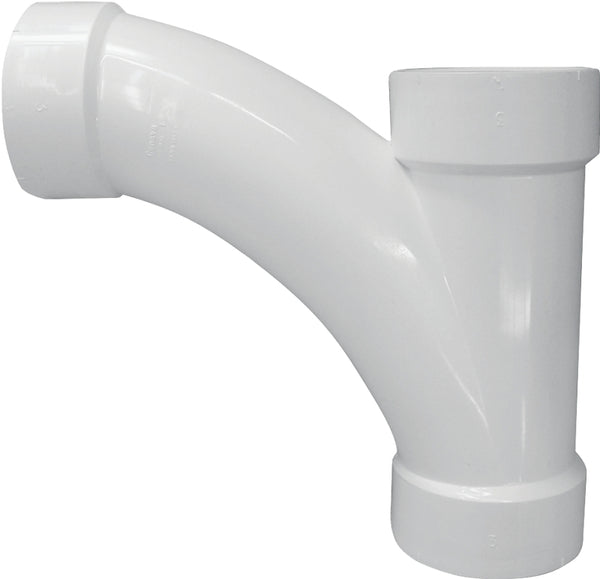 CANPLAS 194304 Combination Tee Pipe Wye, 4 in, Hub, PVC, White, SCH 40 Schedule