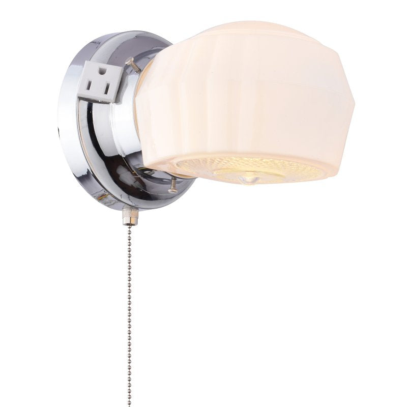 Boston Harbor 6890727 Dimmable Wall Light Fixture with Pull Chain, (1) 60/13 W, Medium, A19/CFL Lamp, Chrome