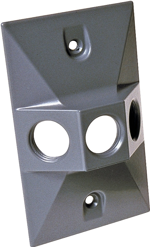 Hubbell-Raco 5189-0 Weatherproof Cover, 1-Gang, (3) 1/2" Outlet, Gray, Zinc Die Cast