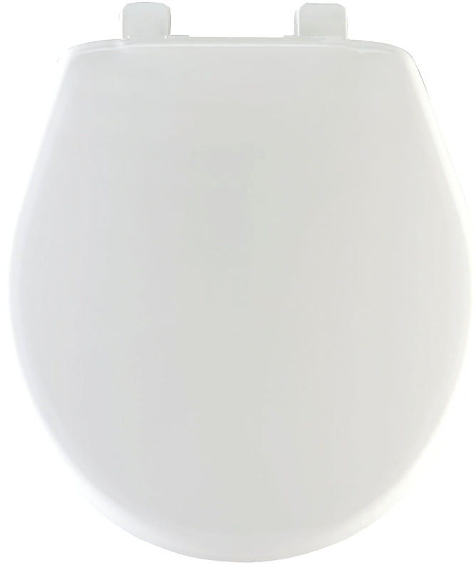 Mayfair Caswell Modern Slow Close Toilet Seat, Easy Clean Hinges and Durable Plastic Seat, Made in USA, Round, White