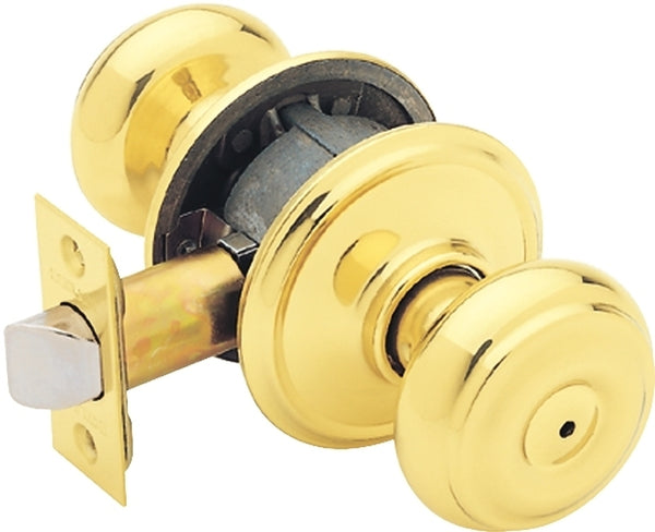 Schlage F40 V GEO 605 Georgian Door Knob, Bed & Bath Privacy Lock, Bright Brass