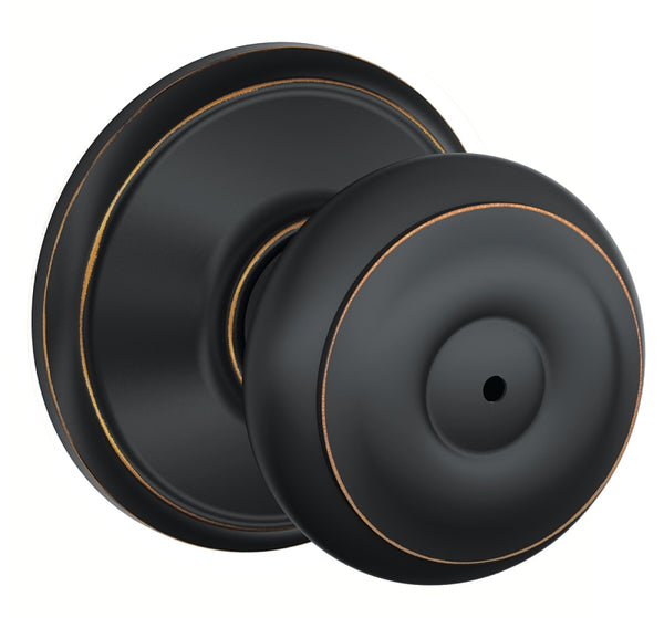 Schlage F40 GEO 716 Georgian Door Knob, Bed & Bath Privacy Lock, Aged Bronze