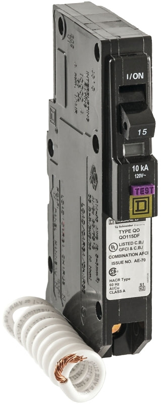 Schneider Electric Square D - QO115DFC 15 Amp Single-Pole Dual Function (CAFCI and GFCI) Circuit Breaker