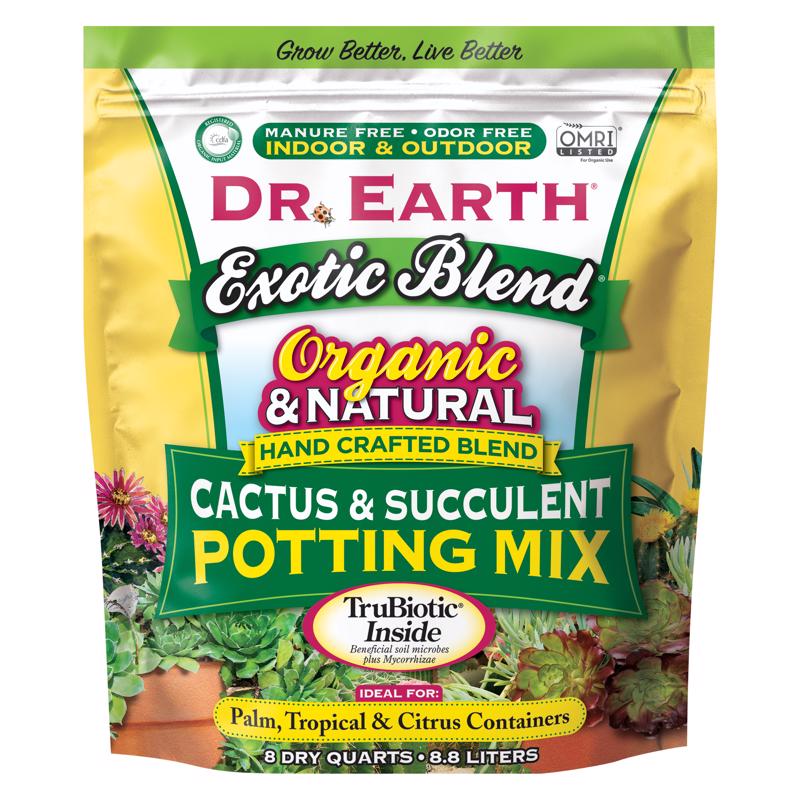 Dr. Earth 810 Exotic Cactus & Succulent Soil, 8 Quart, Natural