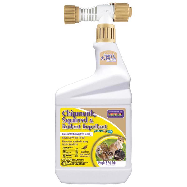 Bonide Chipmunk, Squirrel & Rodent Repellent, 32 oz Ready-to-Spray for Outdoor Use, Deter from Lawn & Garden 868