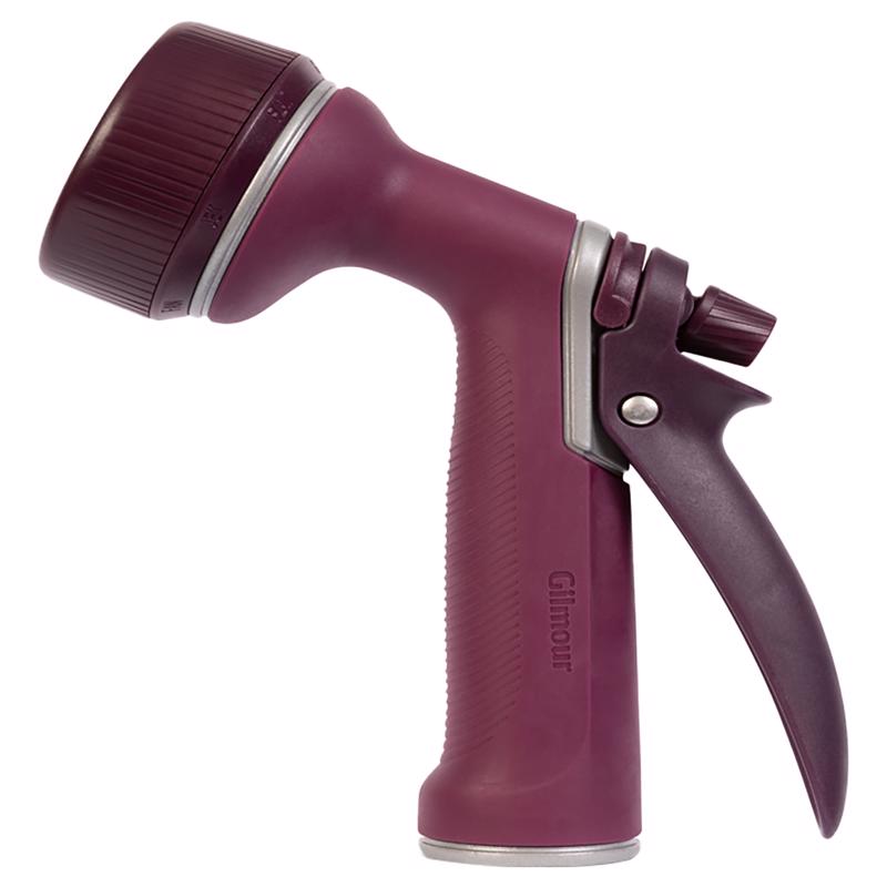 Gilmour Medium Duty Garden Hose Nozzle with 7 Adjustable Spray Patterns, Water Hose Nozzle for Watering Garden or Lawn, Eggplant