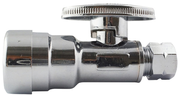 Apollo Chrome Push Straight Stop Valve, 1/2" PEX X 3/8" COMP APXPV1238S