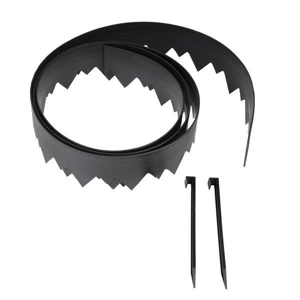 EasyFlex Pound-in Landscape Edging with Anchoring Stakes, 4.5 in. Straight Top Plastic Garden Border, 20 Foot Kit, Black, (3500-20C-3) 3500-20-3