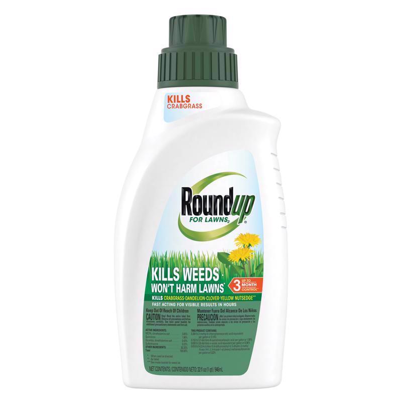 Roundup For Lawns2 Concentrate (Northern), 32 oz. - Lawn Safe Weed Killer for Northern Lawns, Kills Crabgrass, Dandelion, Clover and Yellow Nutsedge - Kills Weeds, Not the Lawn