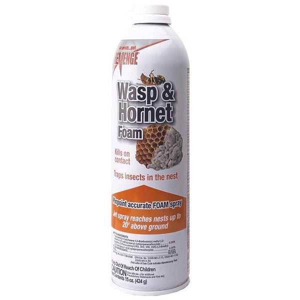 Bonide REVENGE Wasp & Hornet Killer Foam, 15 oz Ready-to-Use Aerosol Spray, Kills on Contact Indoors and Outdoors, Reaches High Nests 4643