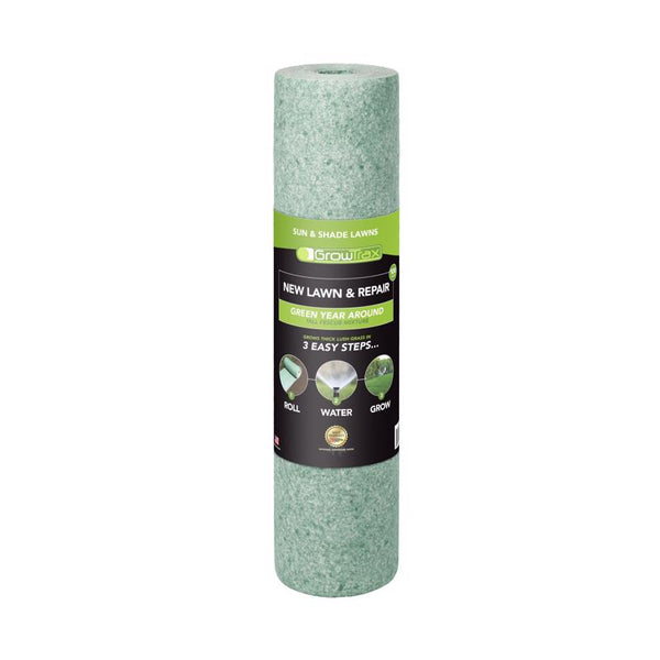 Growtrax Biodegradable Grass Seed Mat - 100 sqft Year Round Green - Grass Seed and Fertilizer for Lawns, Dog Patches & Shade - Just Roll, Water & Grow - No Fake or Artificial Grass 803