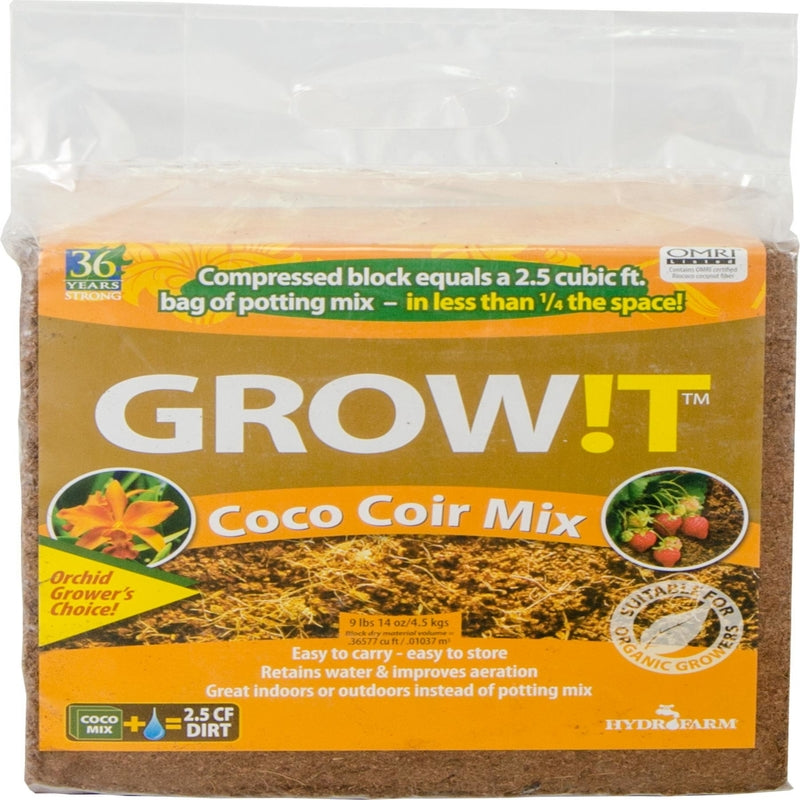 GROW!T JSCCM25 - Coco Coir Planting Chips (9 LBs), Block - Promotes Root Growth for flowers, Vegetables, herbs and much more, Perfect for indoor or outdoor usage, Ideal for hydroponics systems