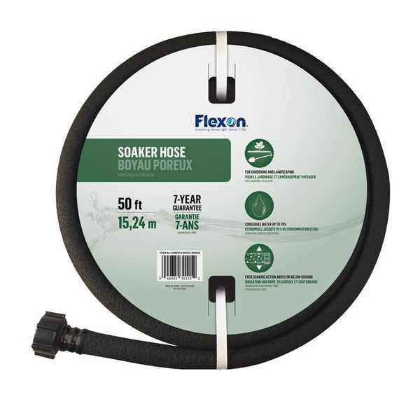 Flexon WS5850 5/8-Inch x 50-Foot Weep & Soak Garden Soaker Hose, Black WS50CN