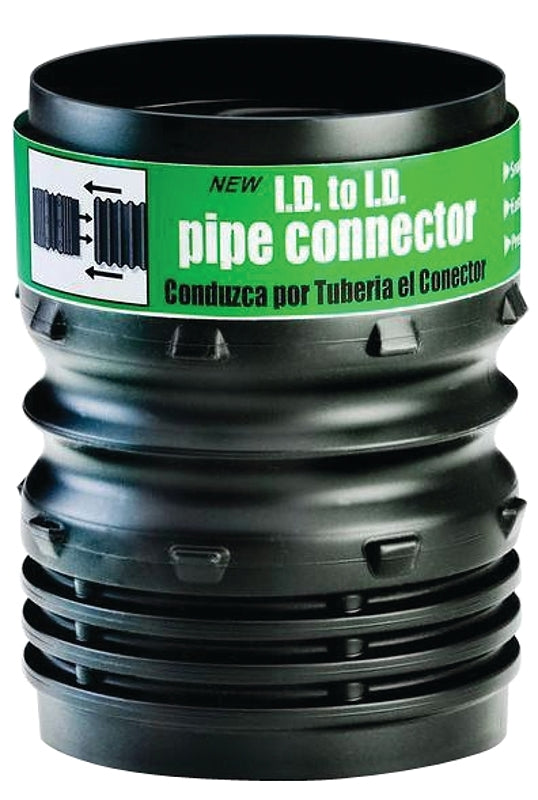 Flex-Drain ADP53302 I.D. to 4-Inch I.D. Pipe Connector, Landscaping Drain Pipe Adapter,black