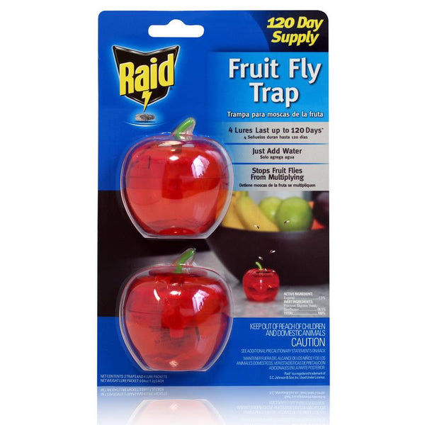 Raid Fruit Fly Trap Bundle Fruit Fly Traps for Kitchen, Fly Trap Indoor Use, Fly Traps, Fly Killer, Fly Catcher for Food Prep Areas, Gnat Trap Indoor Use (12 Traps Total) 2PKFFTARAID (6-Pack)