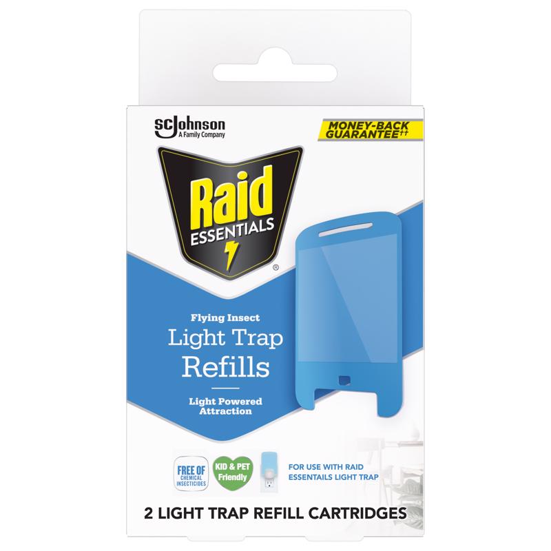 Raid Essentials Flying Insect Light Trap Refills, 2 Light Trap Refill Cartridges, Featuring Light Powered Attraction