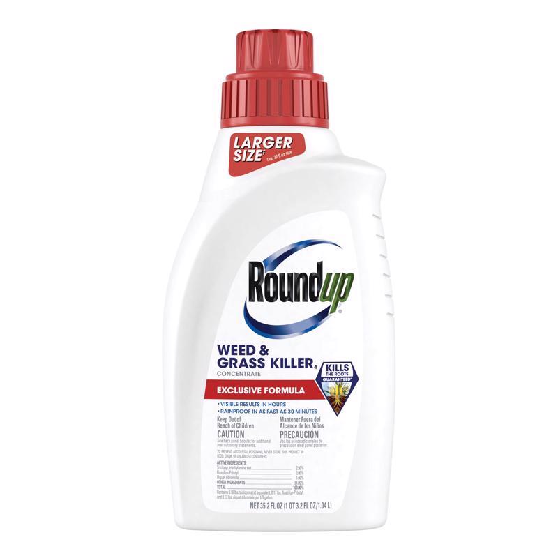 Roundup Weed and Grass Killer₄ Concentrate, Use in and Around Flower Beds, Walkways and Other Areas of Your Yard, 35.2 fl. oz.