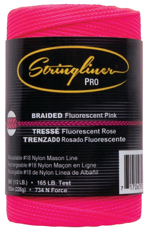 STRINGLINER COMPANY 35462 18 Construction Replacement Roll Braided FL. Pink 500', No Size, Multi