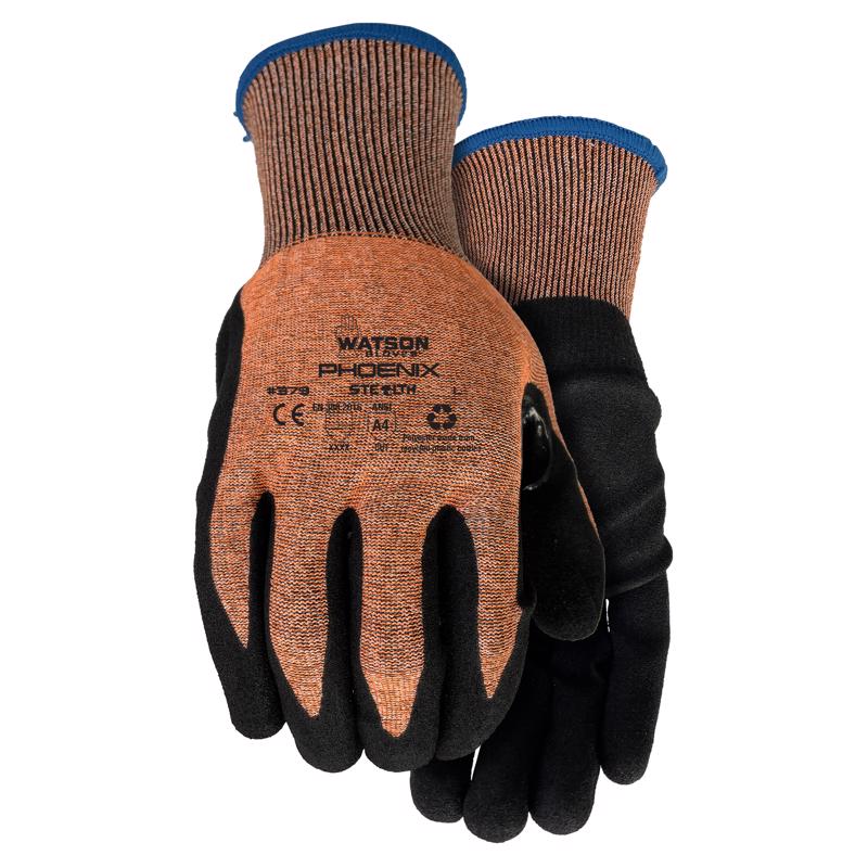 Watson Gloves Stealth Phoenix Sustainable Work Gloves - Cut Resistant Seamless Knit, Water Resistant, Sandy Nitrile Palm Coating