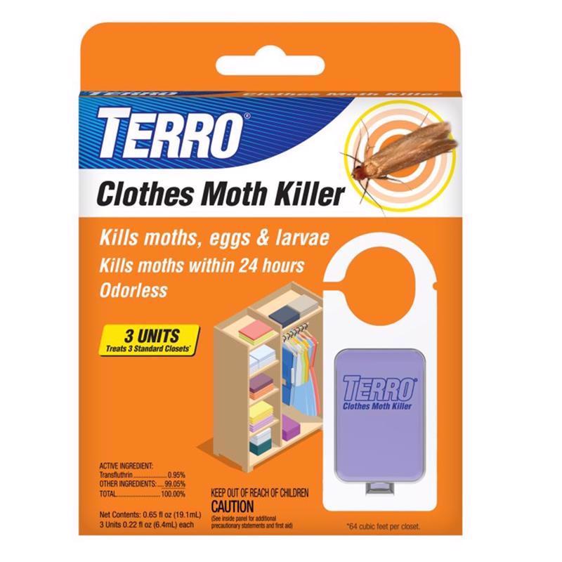TERRO Clothes Moth Killer – T2903 3 Pack | Kills Adult Clothes Moths, Larvae and Moth Eggs | No Moth Balls Odor