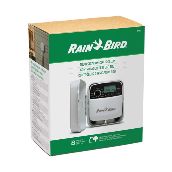 Rain Bird TRU8O Program-Based Indoor/Outdoor Irrigation Sprinkler Controller/Timer, WiFi Ready, 8-Zone/Station