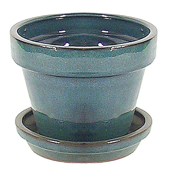 Border Concepts 11941 Standard Pot with Attached Saucer, 6-3/4-Inch, Blue 11941A