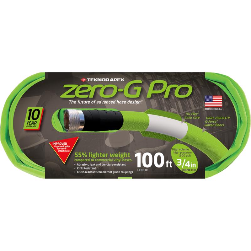 Teknor Apex zero-G Pro, 4300-100, Lightweight, Ultra Flexible, Durable, Kink-Resistant Garden Hose, 3/4'' x 100', Green