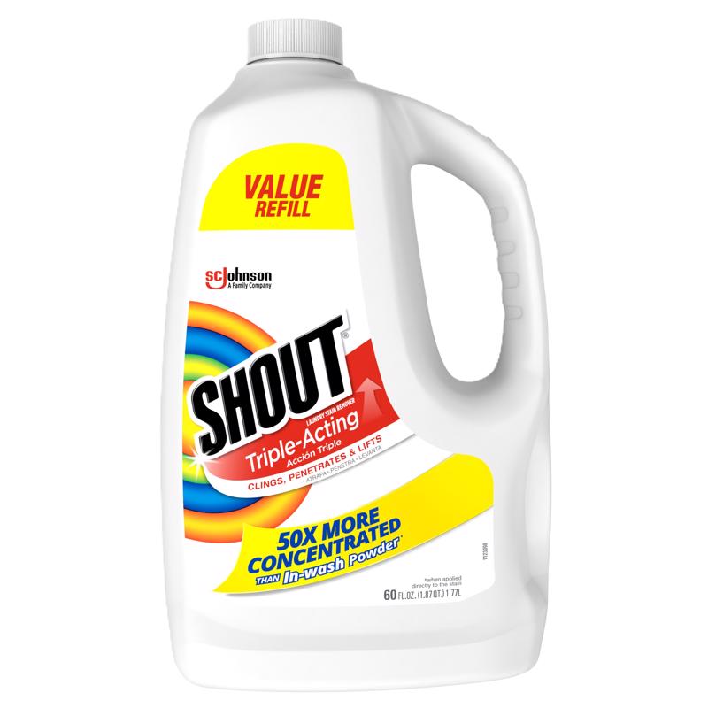 Shout Triple-Acting Laundry Stain Remover for Everyday Stains Liquid Refill, 60 fl oz