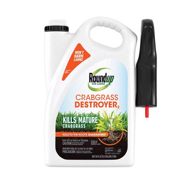 Roundup for Lawns Crabgrass Destroyer2, Tough Weed Killer, Kills Crabgrass, Foxtail, Goosegrass, Ready-to-Use, 64 oz. 4388501