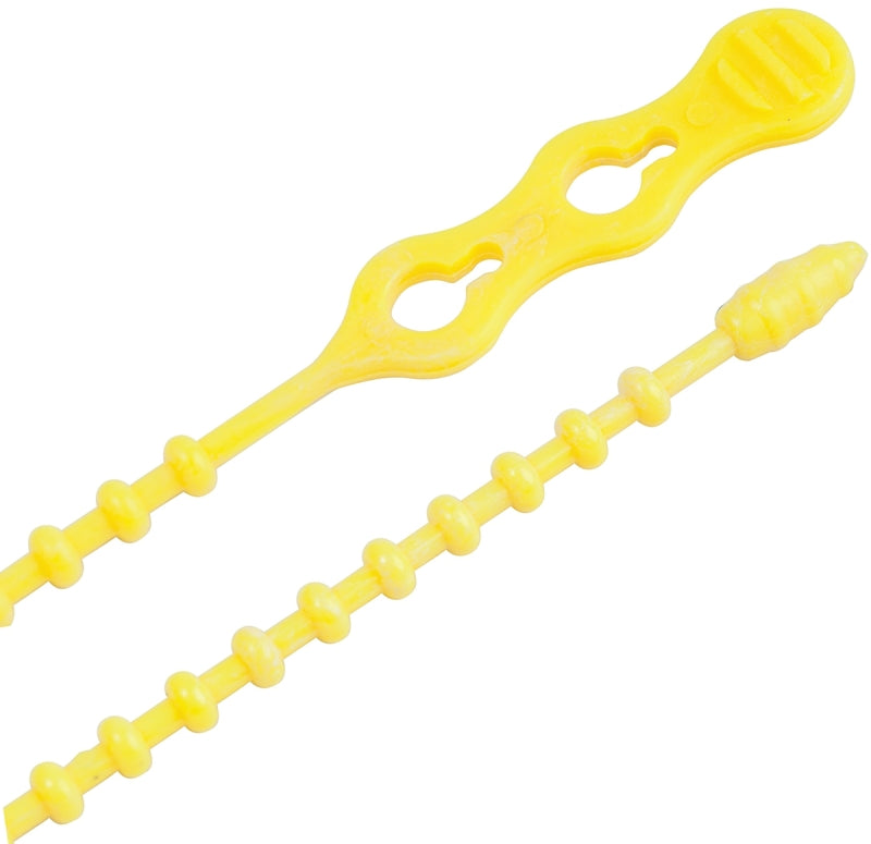 Gardner Bender 45-12BEADYW Beaded Cable Tie Wrap, 12 inch, 70 lb, Reusable, Adjustable Wire and Cord Management, 15 Pk, Yellow