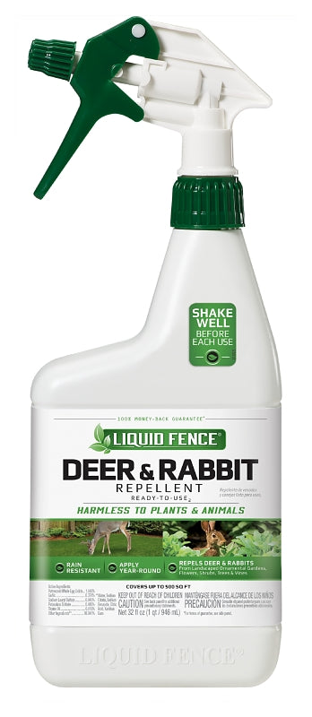 Liquid Fence Deer & Rabbit Repellent Ready-to-Use, 32-Ounce, White