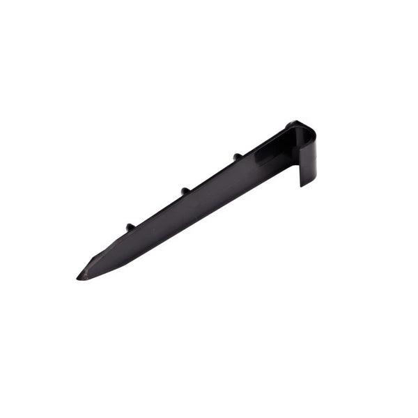 Raindrip 39800UB Universal Tubing Hold-Down Cleated Stake, 6-Inch, Plastic, for Drip Irrigation Supply Tubing, Dripline, & Drip Systems, Black