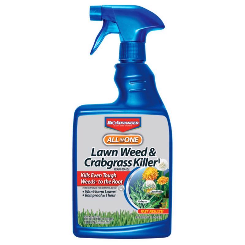 BIOADVANCED 704125A All-in-One Lawn Weed & Crabgrass Killer Rainproof Herbicide, 24 oz, 24-Ounce