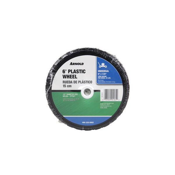 Arnold 1.5 in. W x 6 in. Dia. Plastic Lawn Mower Replacement Wheel 50 lb. 490-320-0002