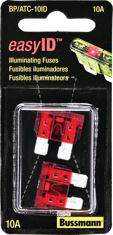 Bussmann BP/ATC-10ID easyID Illuminating Blade Fuse, (Pack of 2)