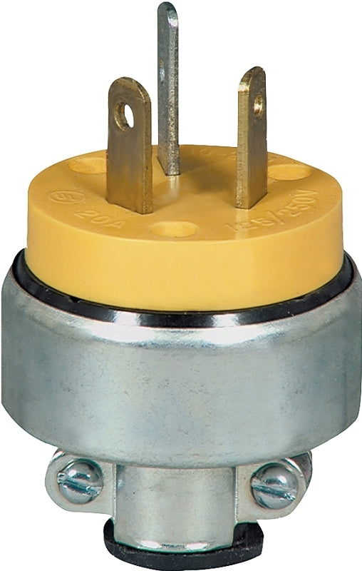 EATON 2836-BOX Arrow Hart Heavy Duty Non-Grounded Power Plug, 125 Vac, 30 A, 3 P, 3 W, Yellow